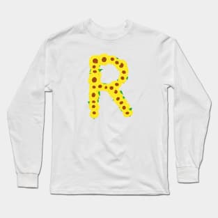 Sunflowers Initial Letter R (White Background) Long Sleeve T-Shirt